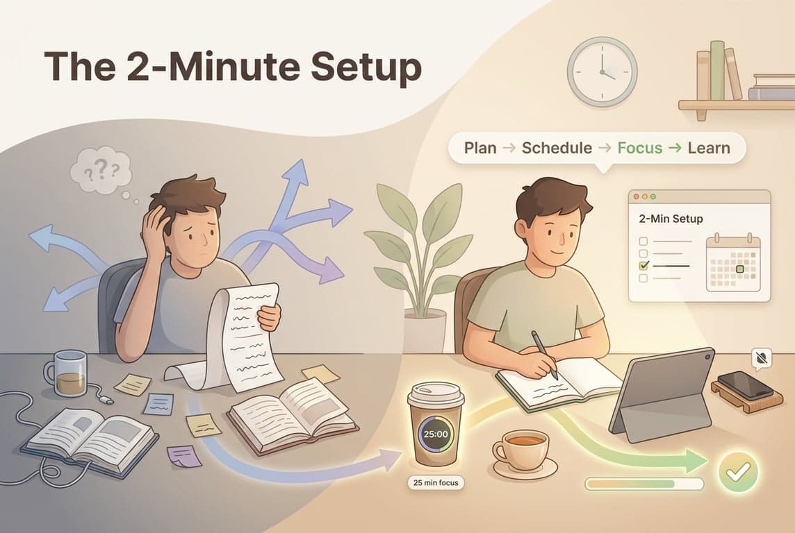 The 2-Minute Setup: How to Turn “I Should Study” Into a Real Plan (Fast)